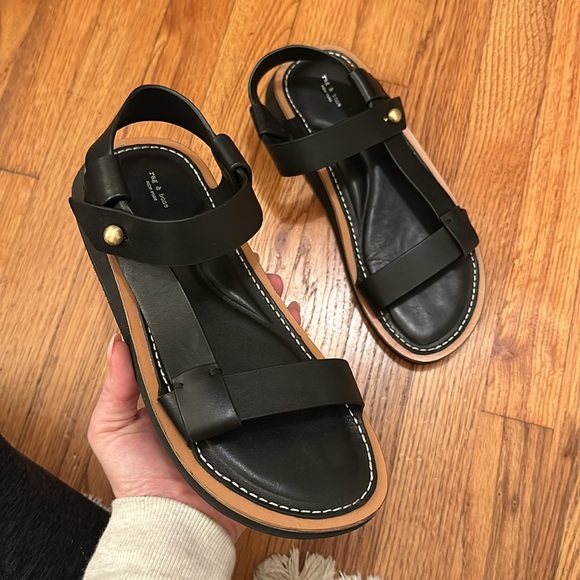 Rag & Bone Parker Strappy Sandals in Black Leather - Like New - 7.5 - Picture 2 of 9